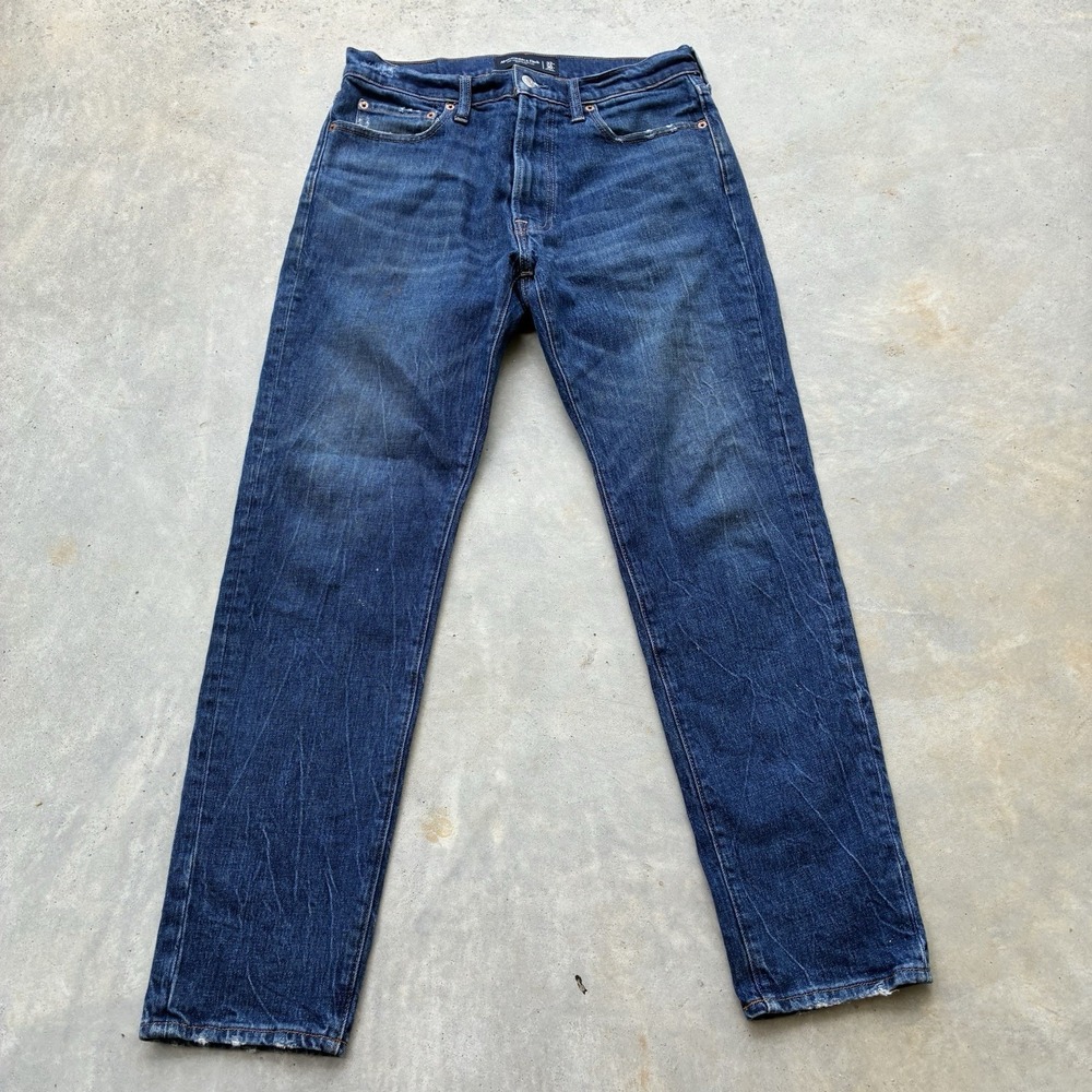 ABERCROMBIE & FITCH Jeans Men 32x30 90s Slim A&F Vintage Stretch Blue Denim Dark